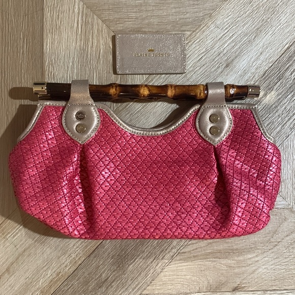 Elaine Turner Handbags - Vintage Elaine Turner pink bag with bamboo handles and chain
